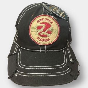 NWT Florida Surf Style  Adjustable Cap Baseball Hat Distressed Black FL